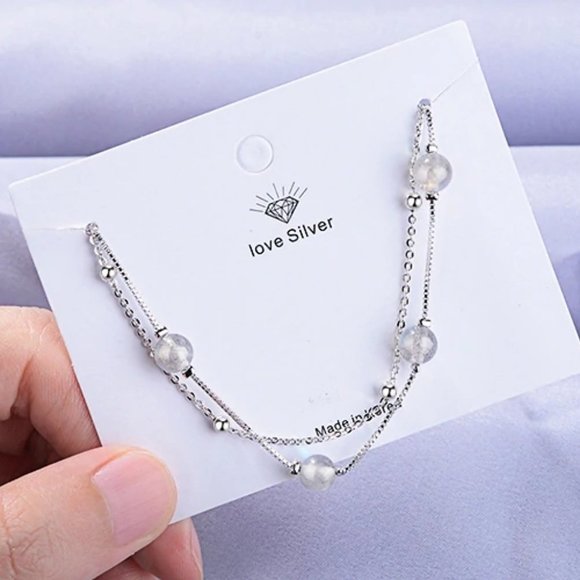 NEW 925 Sterling Silver Layered Moonstone Bracelet - Picture 10 of 11